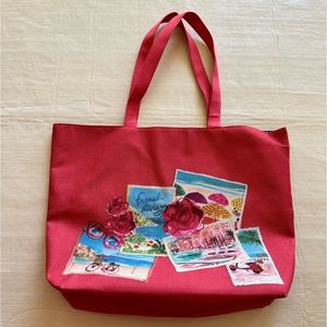 NEW Lancome Tote Bag Reversible Womens Bag Salmon Red/blue French Riviera